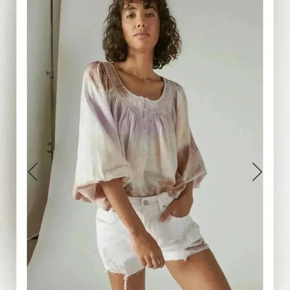 LUCKY BRAND Embroidered Boho Peasant Blouse in Lilac Multi Like New - Picture 2 of 5